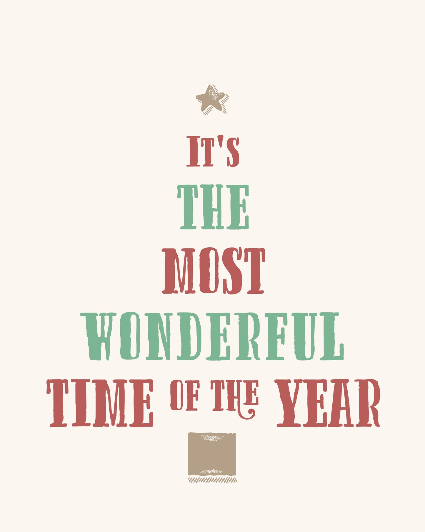 It's The Most Wonderful Time Of The Year Christmas Print - Red and Green
