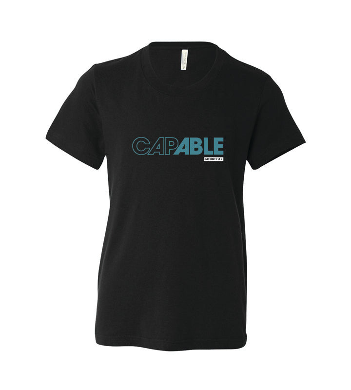 Kids Short Sleeved CapABLE Tee - Black Heather