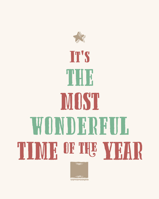 It's The Most Wonderful Time Of The Year Christmas Print - Red and Green